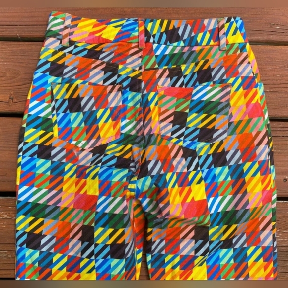 NWT Bruce Glen Colorful Patterned Women's Denim Flare Trousers Sz 6 - Picture 4 of 6